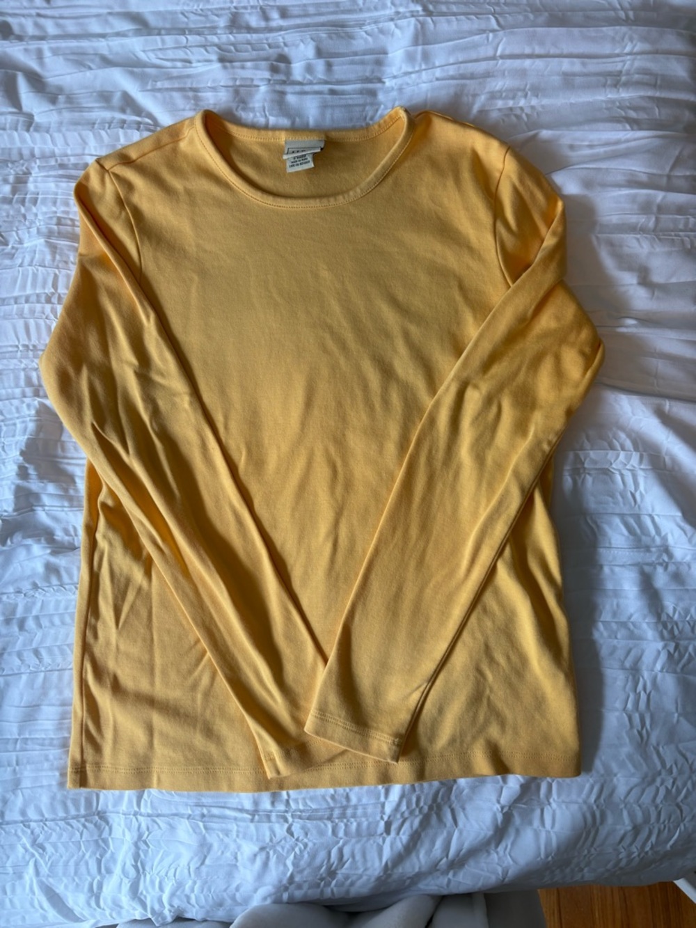L.L.Bean Pale Yellow Supima Cotton Crewneck Tee